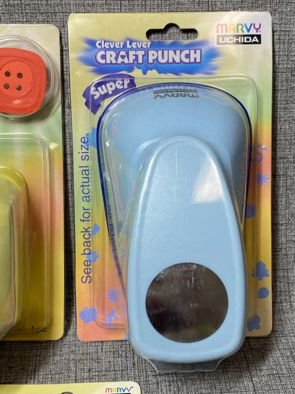 NEW Marvy Uchida “Clever Lever” RARE Rounded Button Craft Paper Punch 3pc Lot